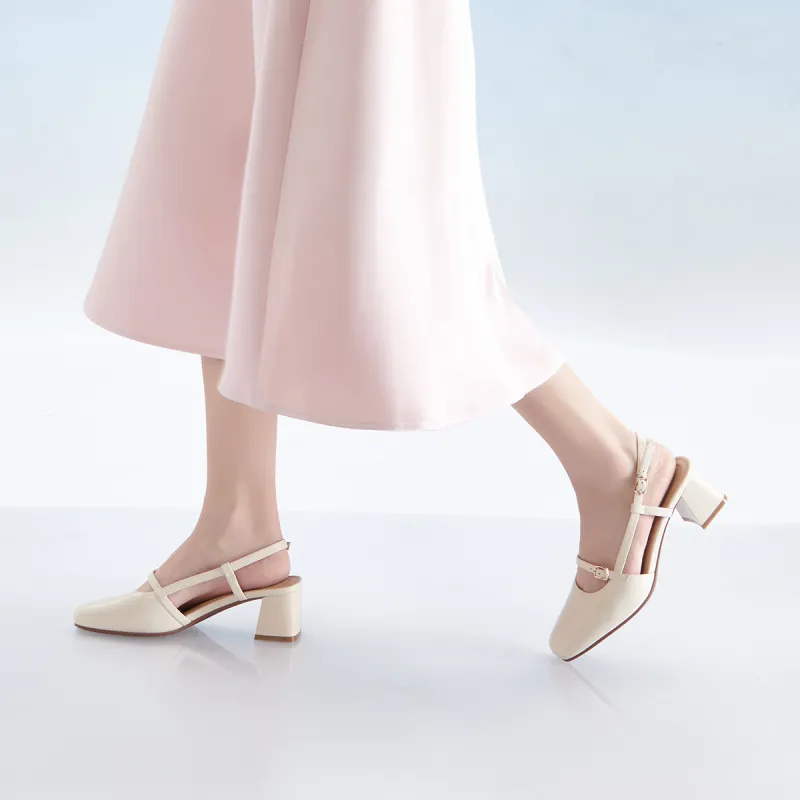 PT'SON Chunky Heel High Heels 5cm Women's-6