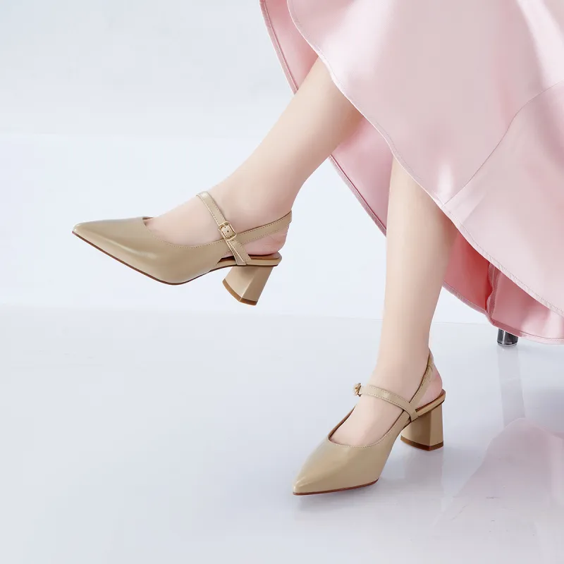 PT'SON Chunky Heel High Heels 5.3cm Women's-16