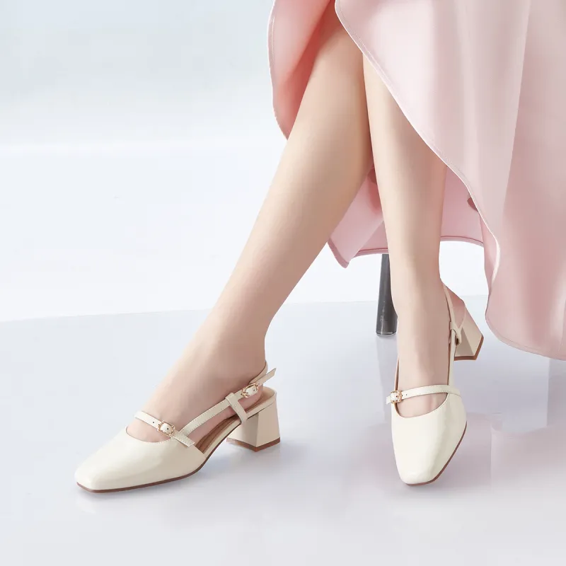 PT'SON Chunky Heel High Heels 5cm Women's-5