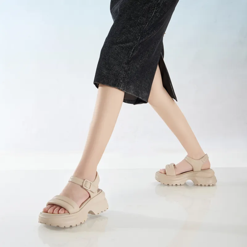 PT'SON Beach Sandals Women's Ecru-3