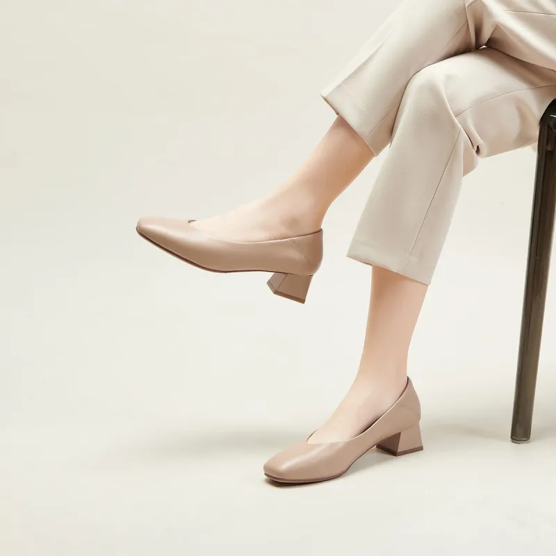 PT'SON Chunky Heel High Heels 4cm Women's-21