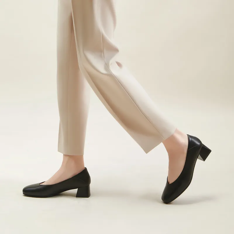 PT'SON Chunky Heel High Heels 4cm Women's-15