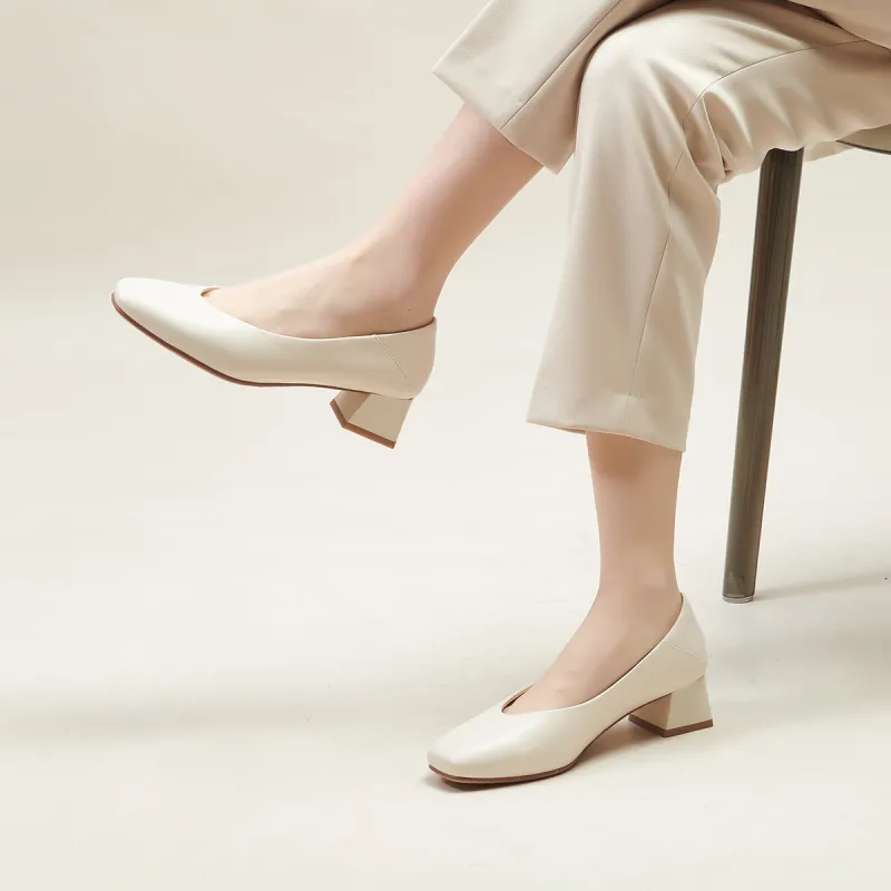 PT'SON Chunky Heel High Heels 4cm Women's-5