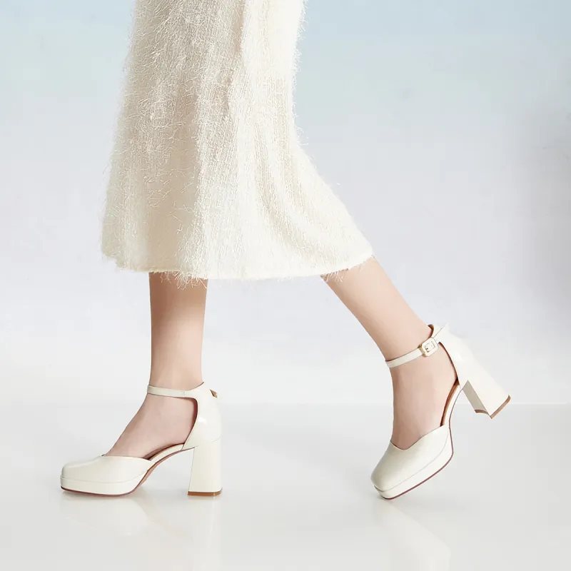 PT'SON Chunky Heel High Heels Women's-7