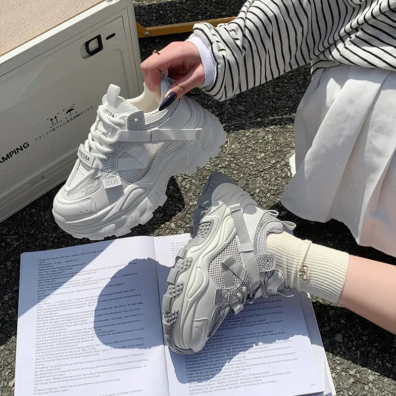 O.L Slip Resistant, Abrasion Resistant, Breathable Low Top Chunky Sneakers Women's-7