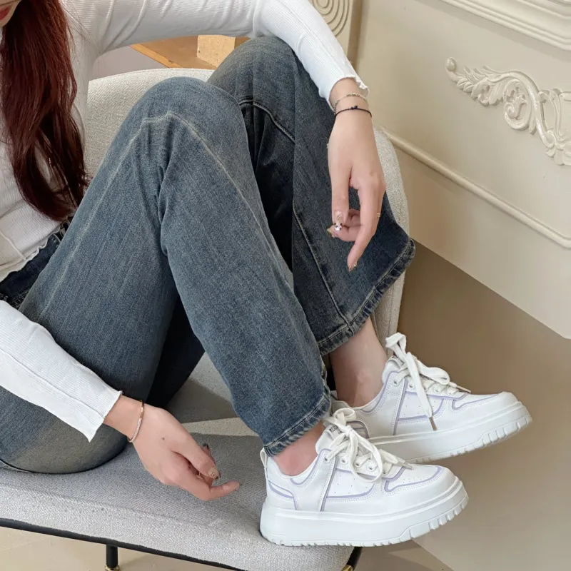 O.L Small White Shoes Low Top Skateboard Shoes Women's-15