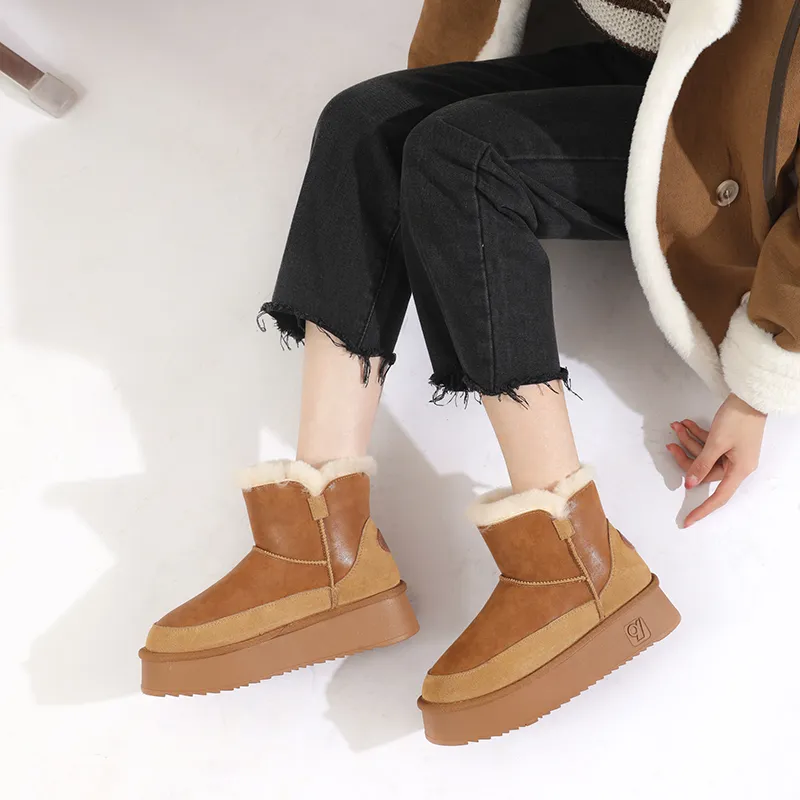 O.L Warm Wear-Resistant Height Increasing Slip-Resistant 12cm Snow Boots Women's-1