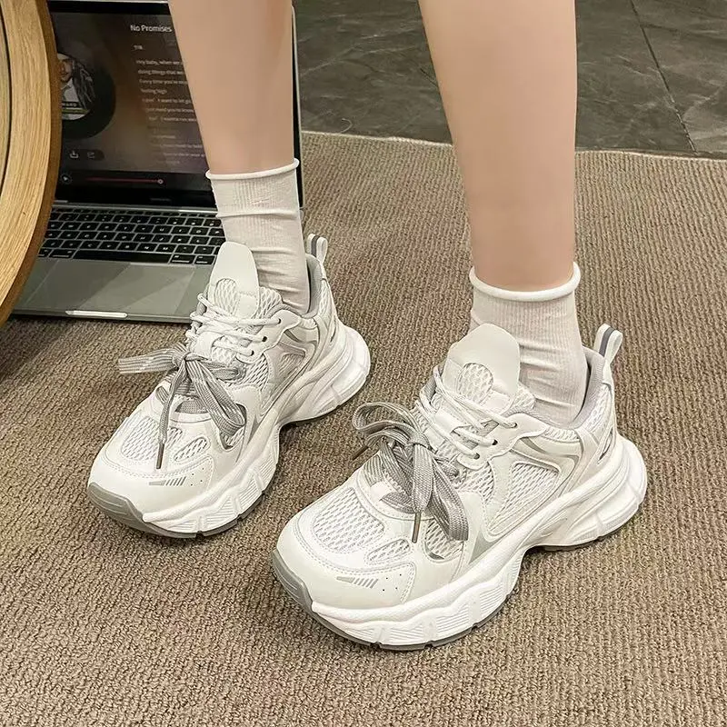 O.L Slip Resistant, Abrasion Resistant, Breathable, Height Increasing Low Top Chunky Sneakers Women's-4