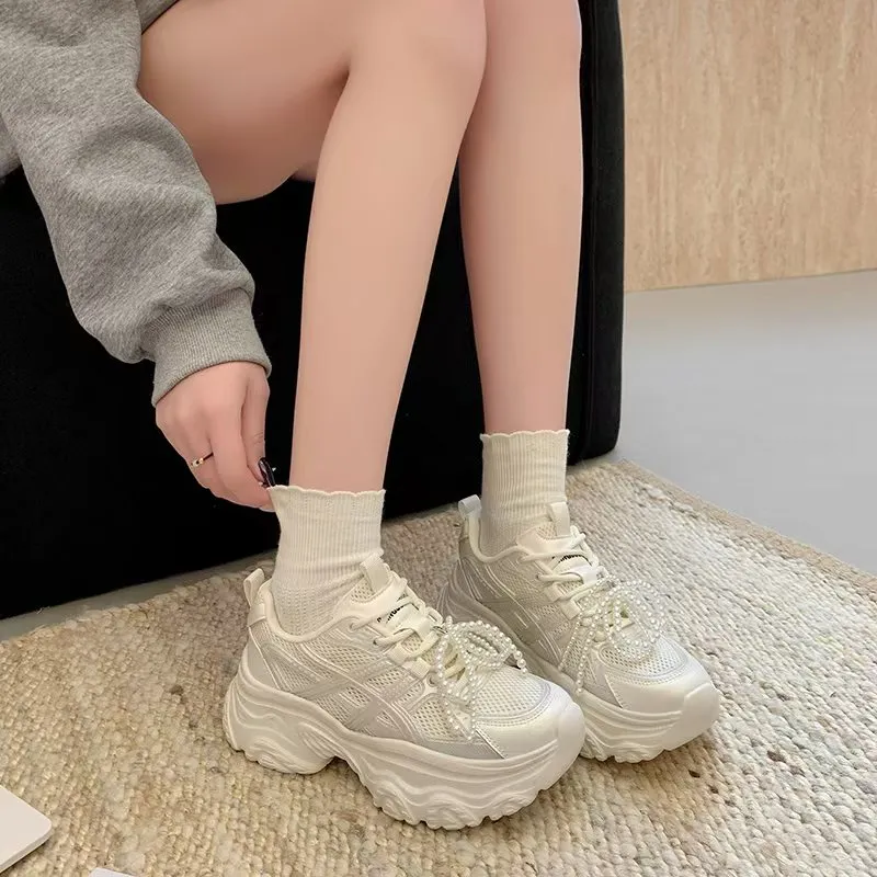 O.L Anti Slip And Wear Resistant Height Increasing Low Top Chunky Sneakers Women's-3