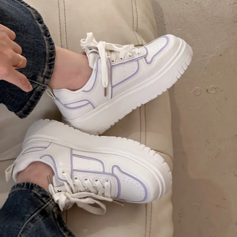 O.L Small White Shoes Low Top Skateboard Shoes Women's-20