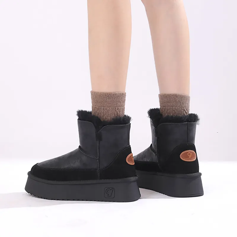O.L Warm Wear-Resistant Height Increasing Slip-Resistant 12cm Snow Boots Women's-17