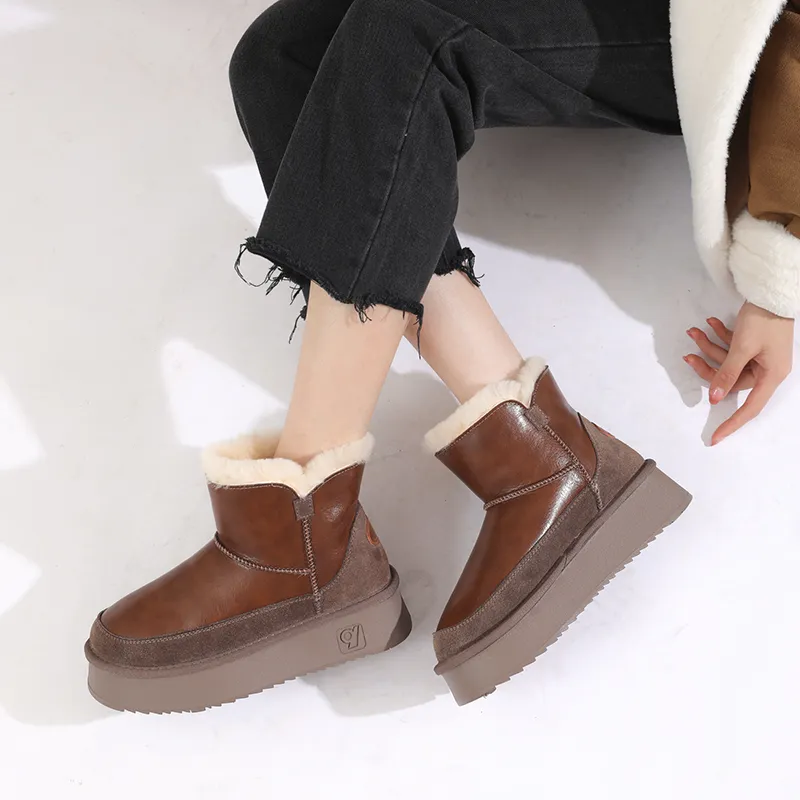 O.L Warm Wear-Resistant Height Increasing Slip-Resistant 12cm Snow Boots Women's-14