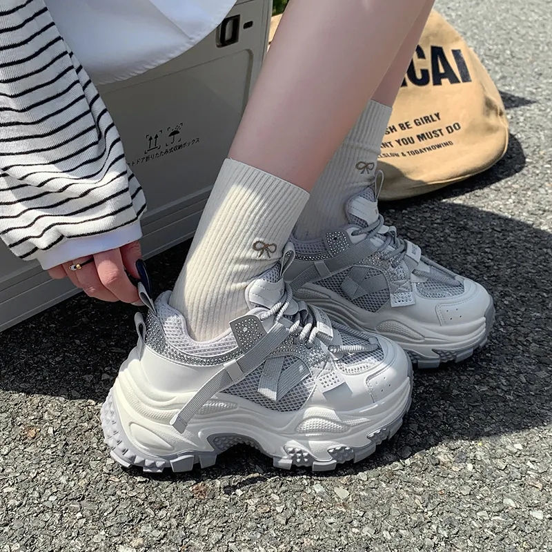 O.L Slip Resistant, Abrasion Resistant, Breathable Low Top Chunky Sneakers Women's-5