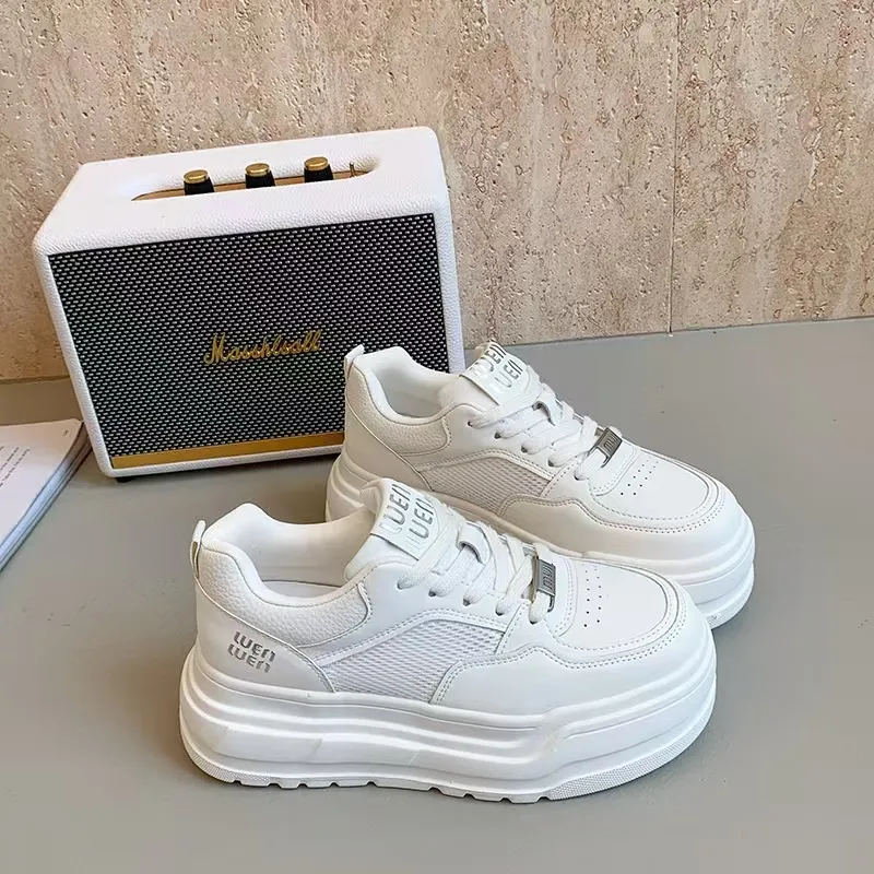 O.L Slip Resistant, Abrasion Resistant, Breathable, Height Increasing Low Top Casual Shoes Women's Beige-5