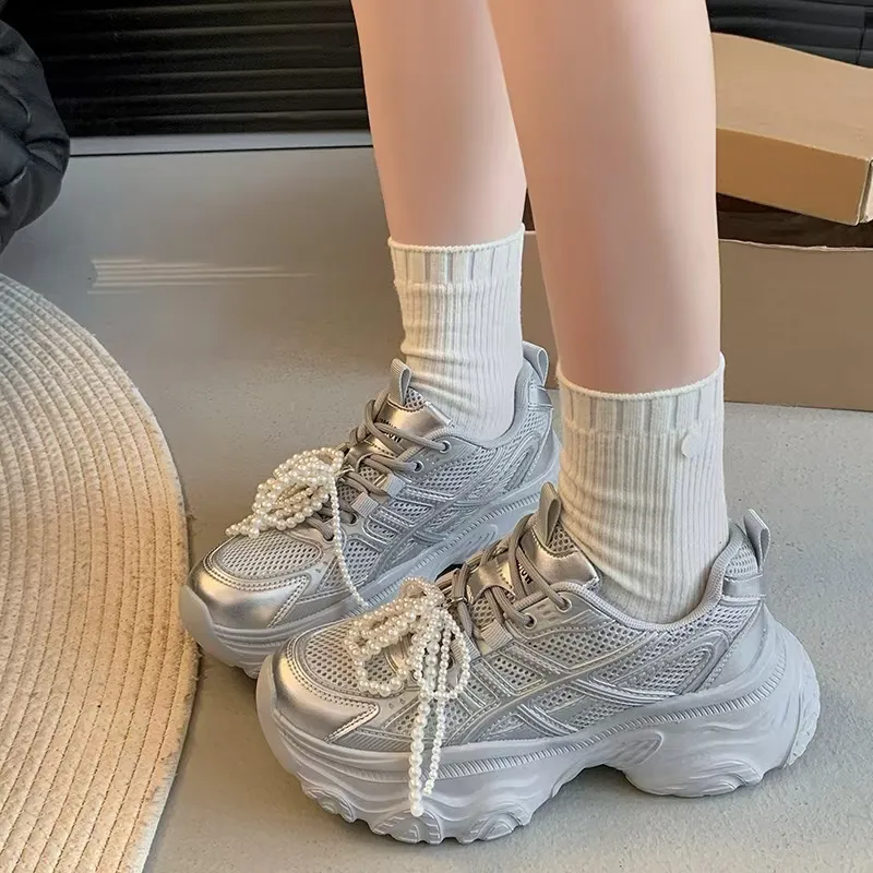 O.L Anti Slip And Wear Resistant Height Increasing Low Top Chunky Sneakers Women's-6