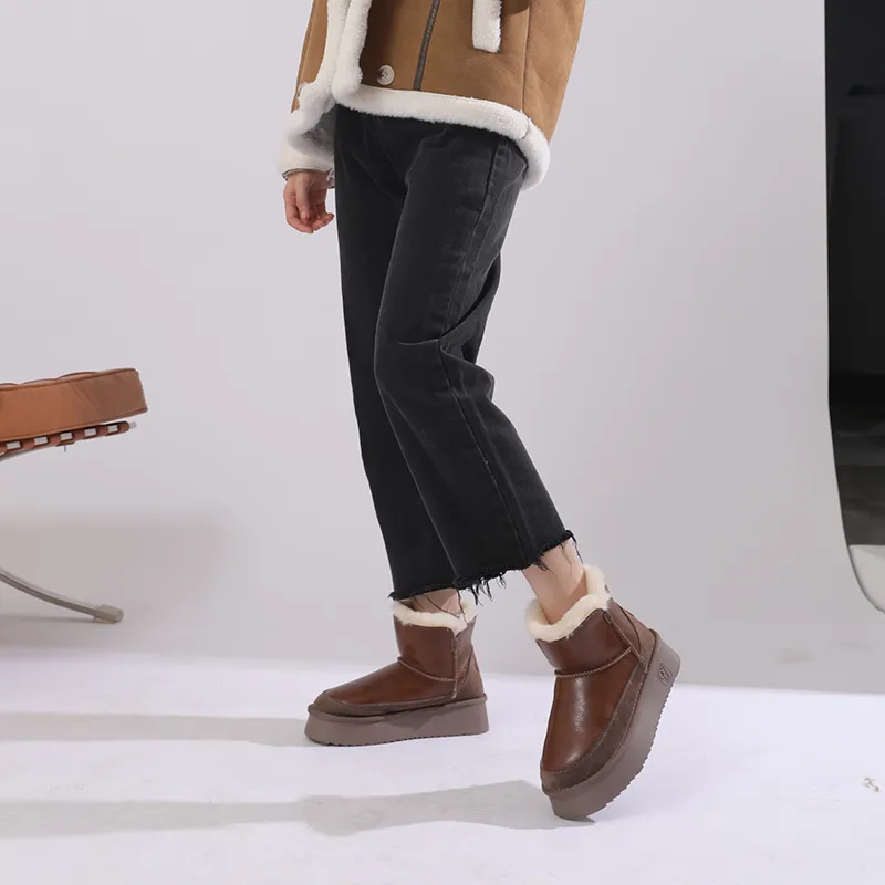 O.L Warm Wear-Resistant Height Increasing Slip-Resistant 12cm Snow Boots Women's-13