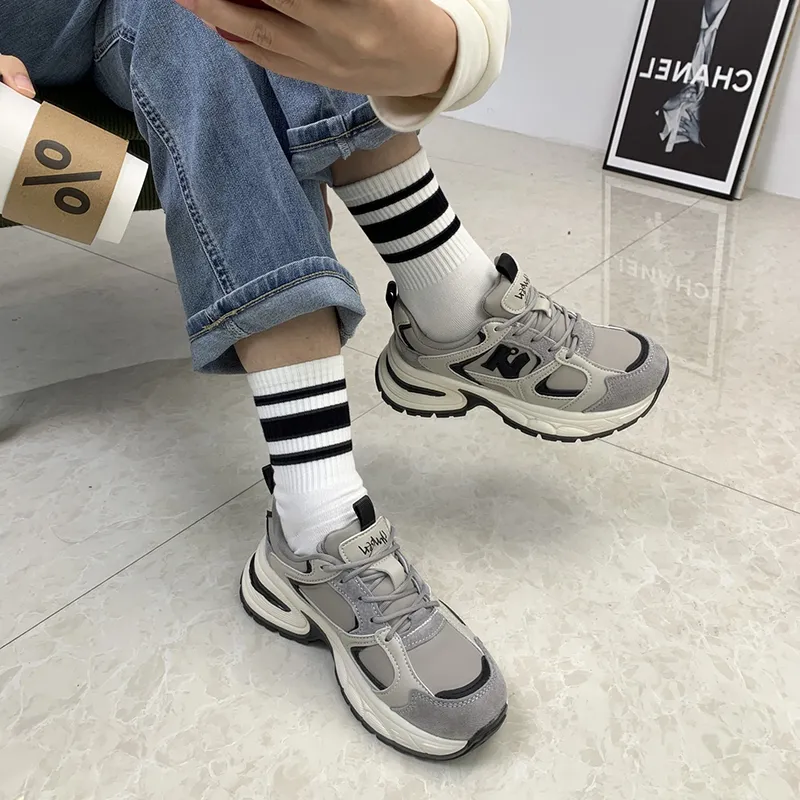 O.L Anti Slip Wear Resistant Breathable Height Increasing Low Top Chunky Sneakers Women's-11