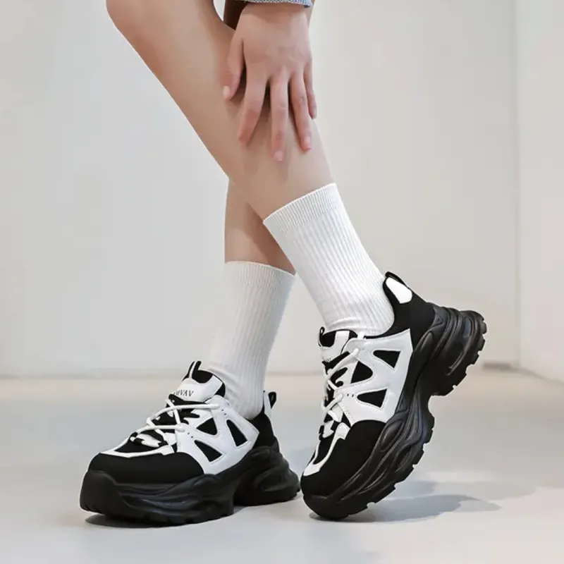 O.L Low Top Chunky Sneakers Women's Black-2
