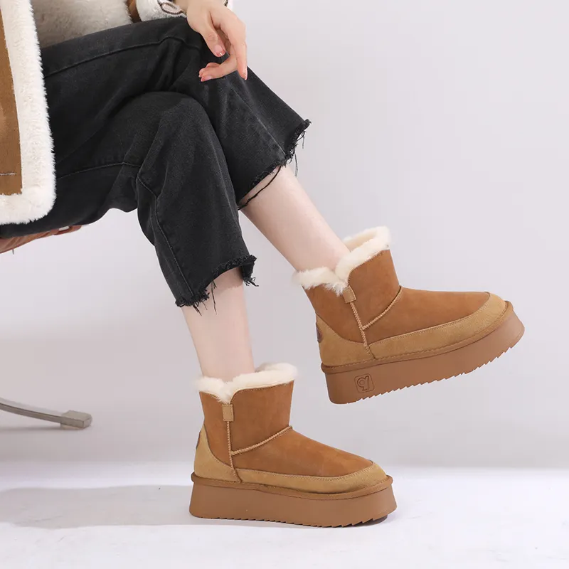 O.L Warm Wear-Resistant Height Increasing Slip-Resistant 12cm Snow Boots Women's-2