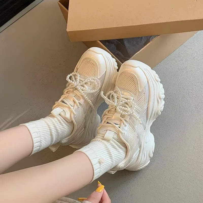 O.L Anti Slip And Wear Resistant Height Increasing Low Top Chunky Sneakers Women's-1