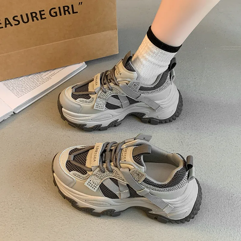 O.L Anti-Slip Wear-Resistant Breathable Height Increasing Low-Top Chunky Sneakers Women's-2