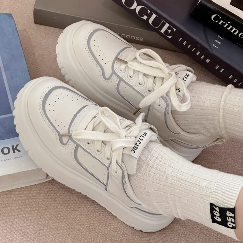O.L Small White Shoes Low Top Skateboard Shoes Women's-13