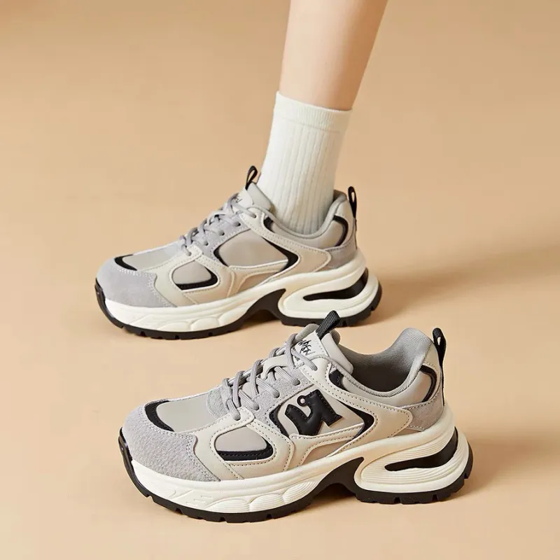 O.L Anti Slip Wear Resistant Breathable Height Increasing Low Top Chunky Sneakers Women's-7