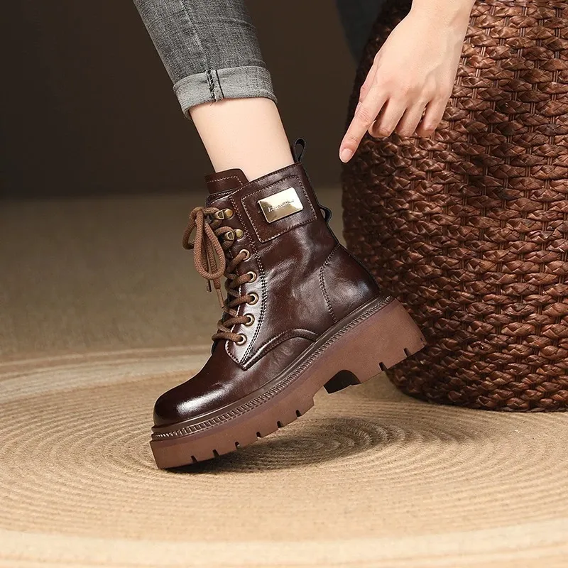 O.L Martin Boots Women's Brown, Black-2