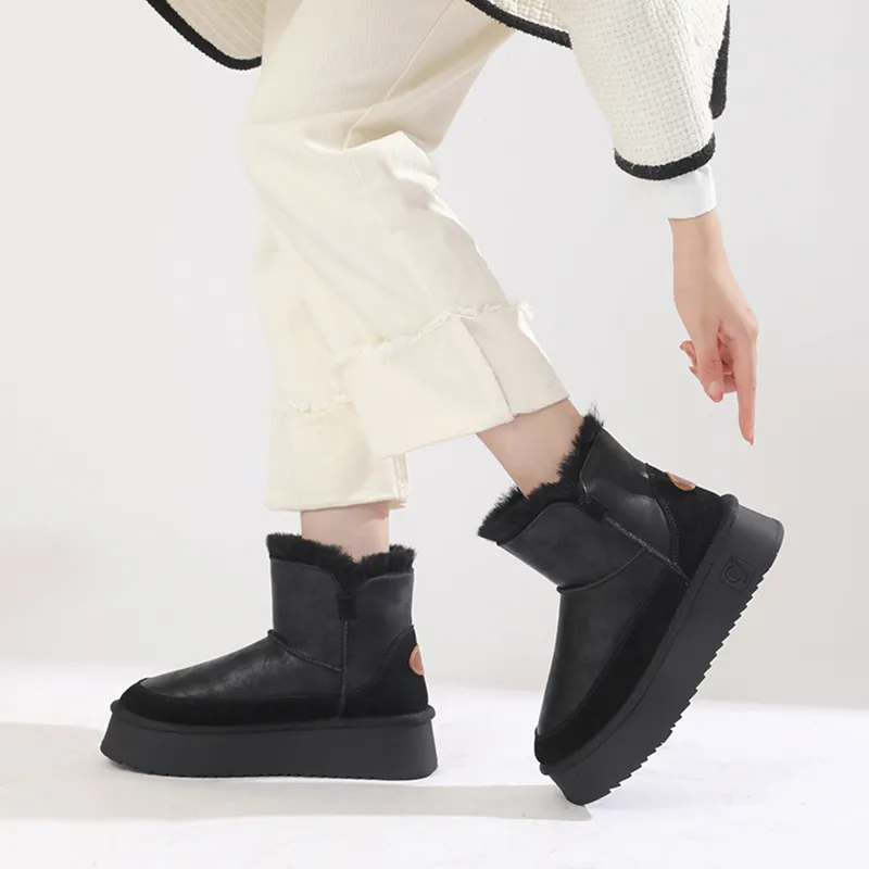 O.L Warm Wear-Resistant Height Increasing Slip-Resistant 12cm Snow Boots Women's-16