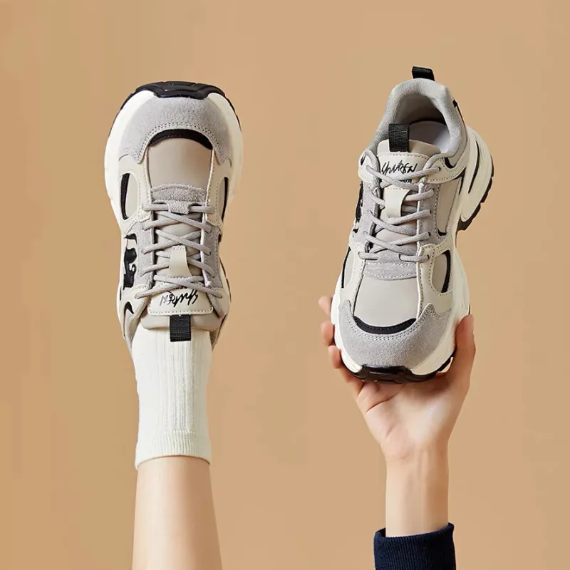 O.L Anti Slip Wear Resistant Breathable Height Increasing Low Top Chunky Sneakers Women's-8