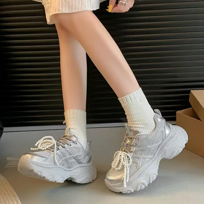 O.L Anti Slip And Wear Resistant Height Increasing Low Top Chunky Sneakers Women's-5