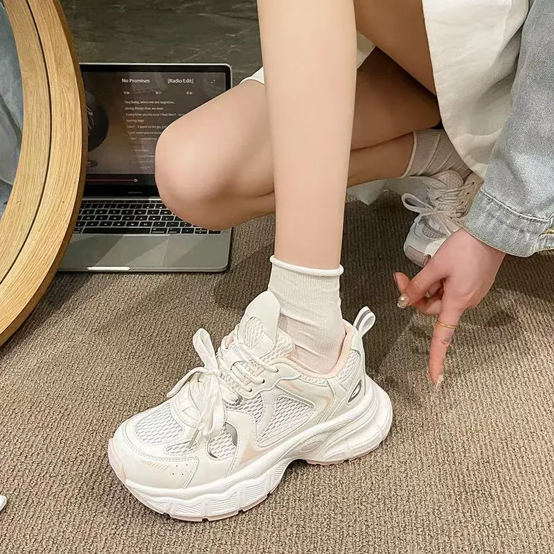 O.L Slip Resistant, Abrasion Resistant, Breathable, Height Increasing Low Top Chunky Sneakers Women's-1