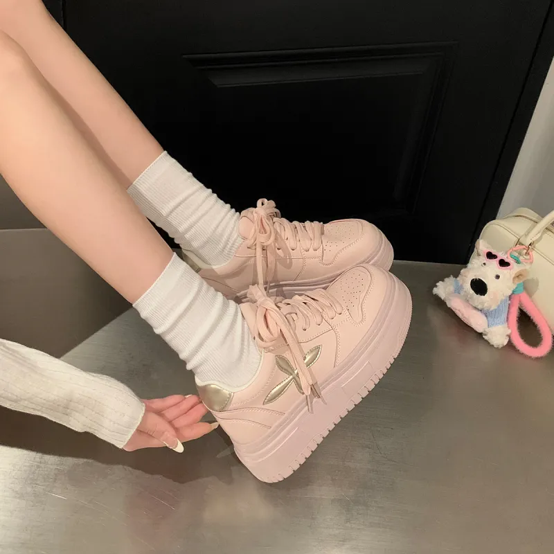 UNCLEWEN Coverage Height Increasing Breathable Slip Resistant Low Top Skateboard Shoes Women's Rose Pink-13