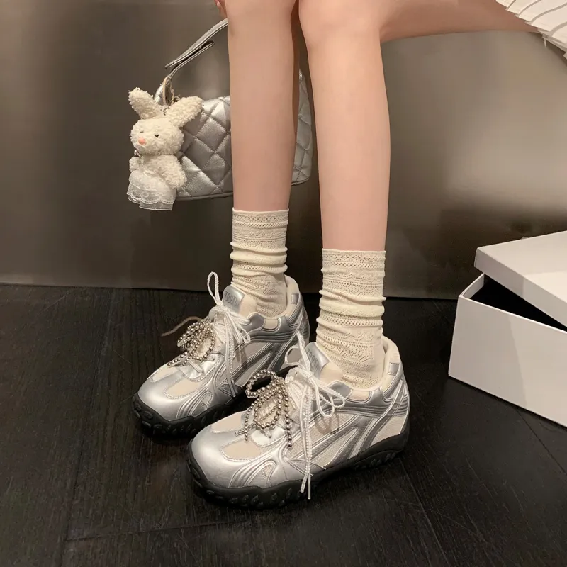 UNCLEWEN Eiffel Slip Resistant, Breathable, Height Increasing Low Top Chunky Sneakers Women's-5