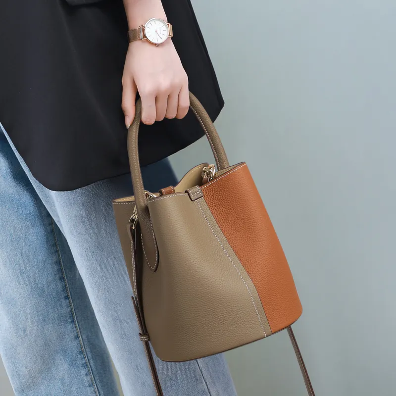 PT'SON Cow Leather Handbag, Shoulder Bag, Crossbody Bag Regular Women's Multicolor-6