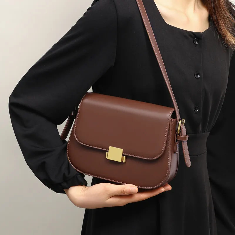 PT'SON Cow Leather Small Square Bag, Underarm Crossbody Bag, Shoulder Bag Regular Women's Multicolor-3