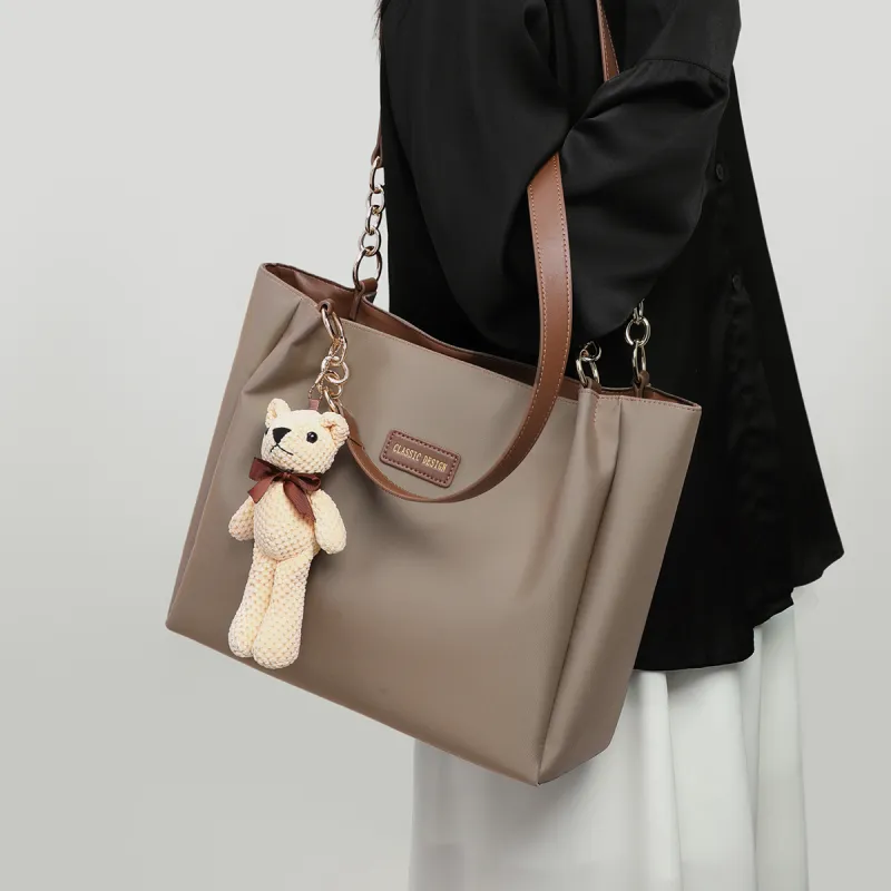 PT'SON Fabric Portable Underarm Shoulder Bag, Tote Bag, Shopping Bag Regular Women's Dark Khaki-3