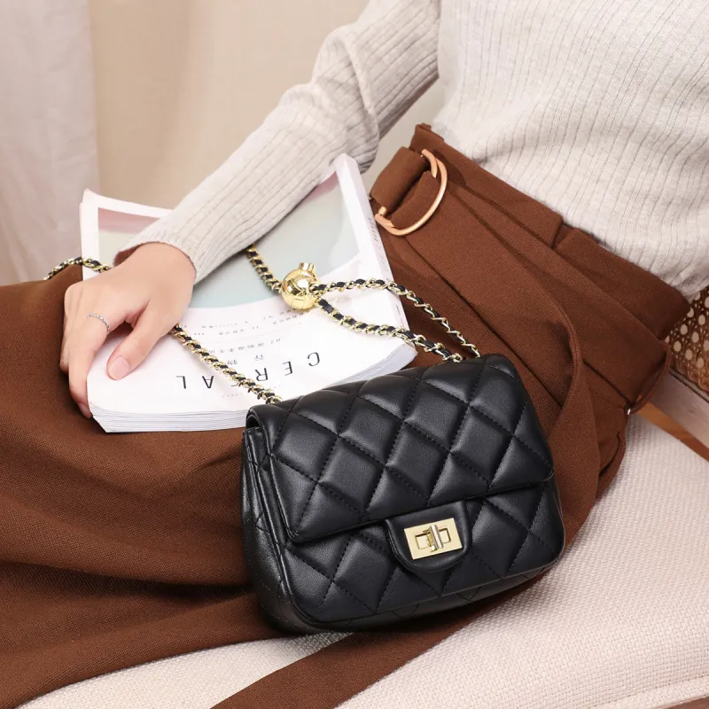 PT'SON Cow Leather Patchwork Synthetic Leather Shoulder Bag Crossbody Bag Regular Women's Black-16