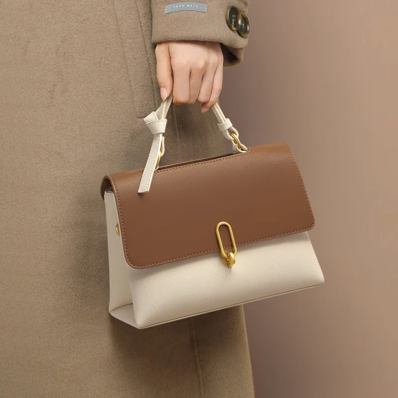 PT'SON Cow Leather Handbags Shoulder Bag Crossbody Bag Regular Women's White & Coffee-1