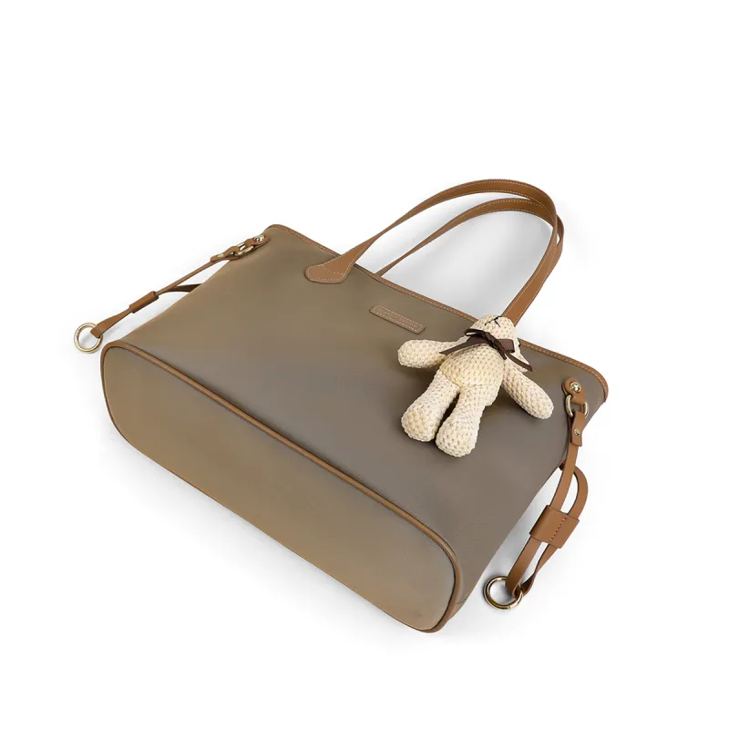 PT'SON Fabric Tote Bag, Shopping Bag, Underarm Bag, Shoulder Bag Women's Khaki-5
