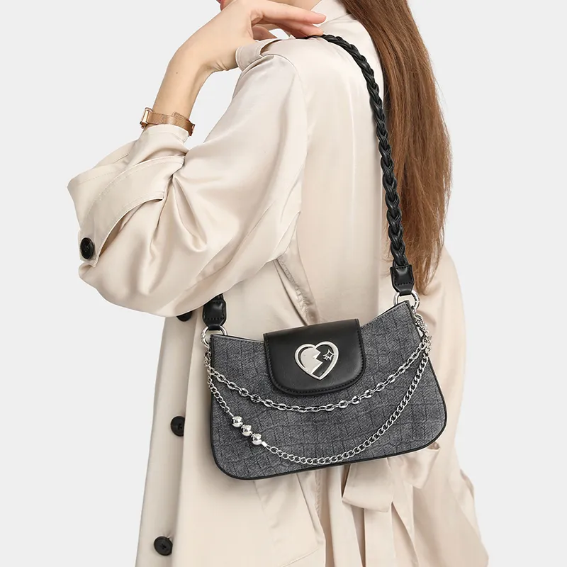PT'SON PU Underarm Crossbody Bag, Shoulder Bag Regular Women's Gray-1