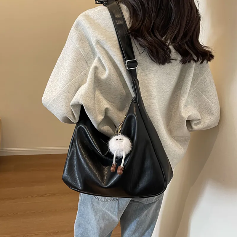 PT'SON Synthetic Leather Underarm Shoulder Bag Regular Women's Coffee/Black-10