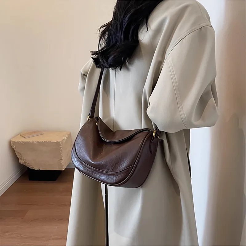 PT'SON Synthetic Leather Crossbody Bag Shoulder Bag Dumpling Bag Regular Women's Coffee/Khaki/Black-4