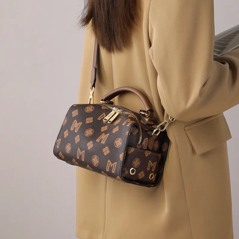 PT'SON Synthetic Leather Tote Handbag, Shoulder Bag, Crossbody Bag Regular Women's Coffee-1