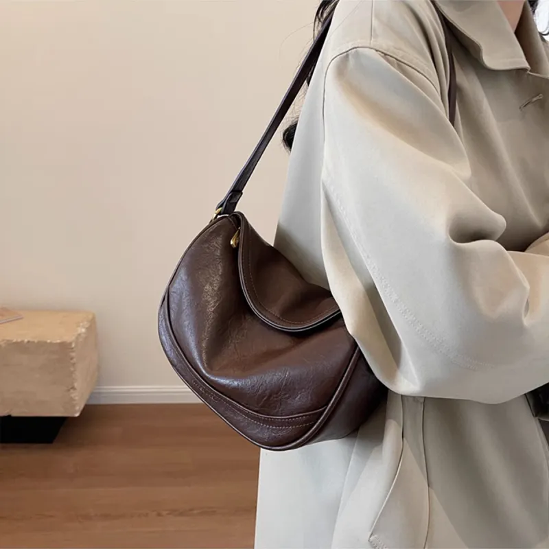 PT'SON Synthetic Leather Crossbody Bag Shoulder Bag Dumpling Bag Regular Women's Coffee/Khaki/Black-3