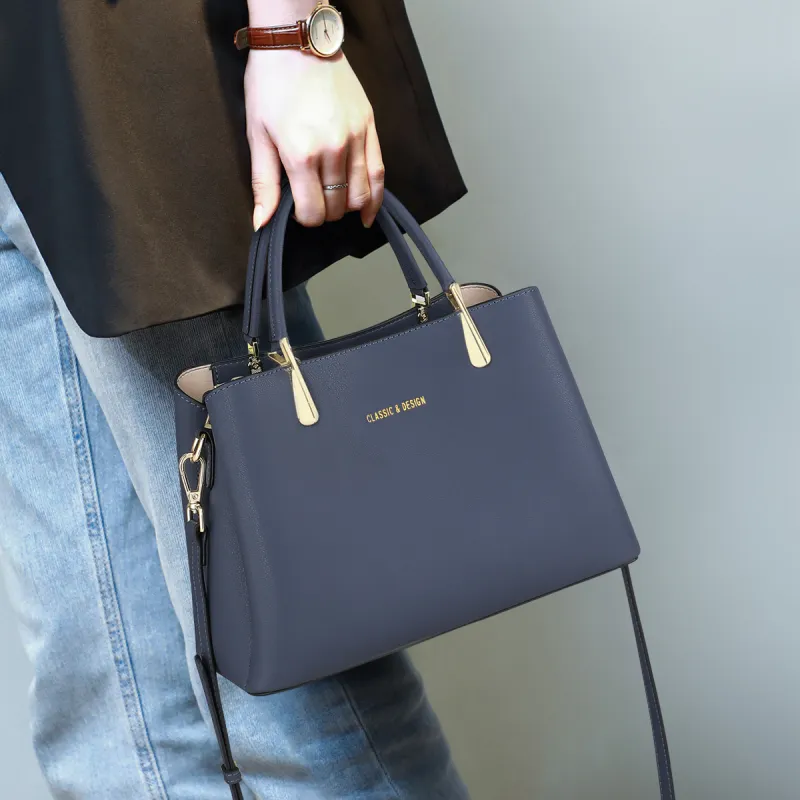 PT'SON Cow Leather Shoulder Bag Crossbody Bag Handbag Regular Women's Navy Blue-1