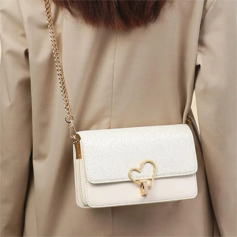 PT'SON Cow Leather Small Square Bag Underarm Shoulder Bag Regular Women's White/Black-7