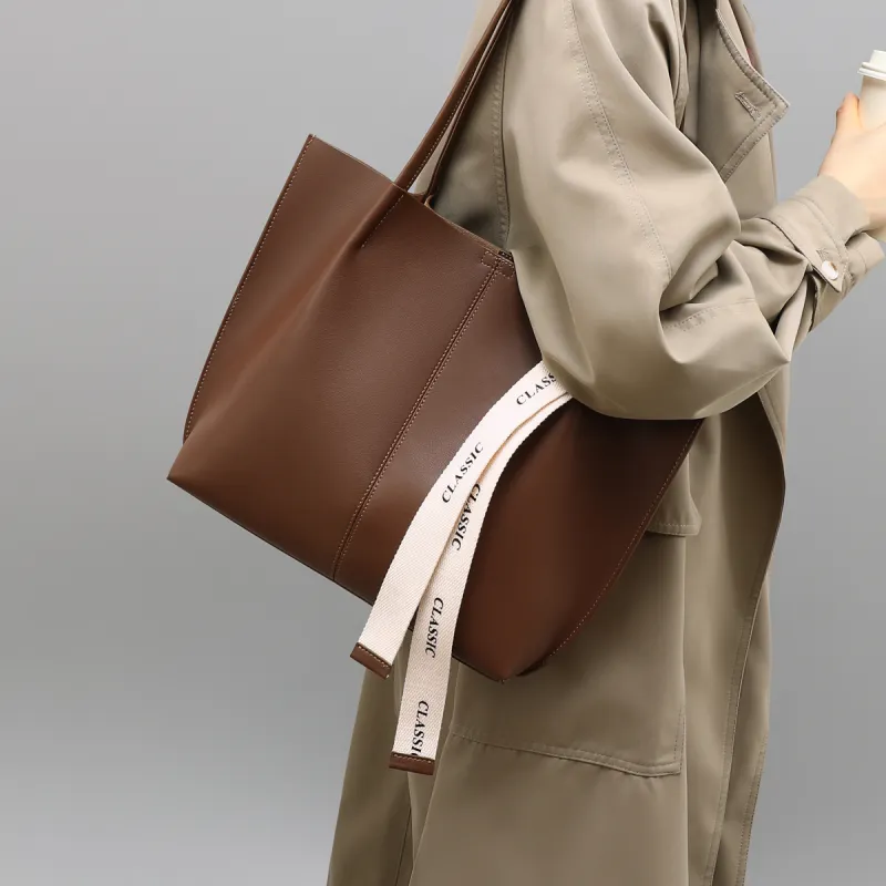 PT'SON Cow Leather Portable Underarm Shoulder Bag Regular Women's Coffee-1