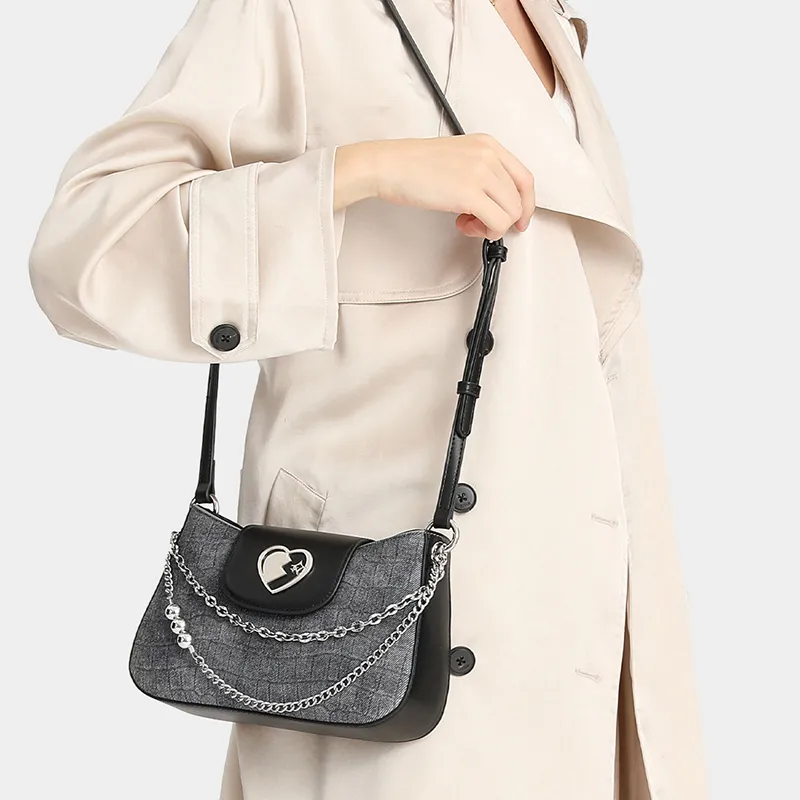 PT'SON PU Underarm Crossbody Bag, Shoulder Bag Regular Women's Gray-2