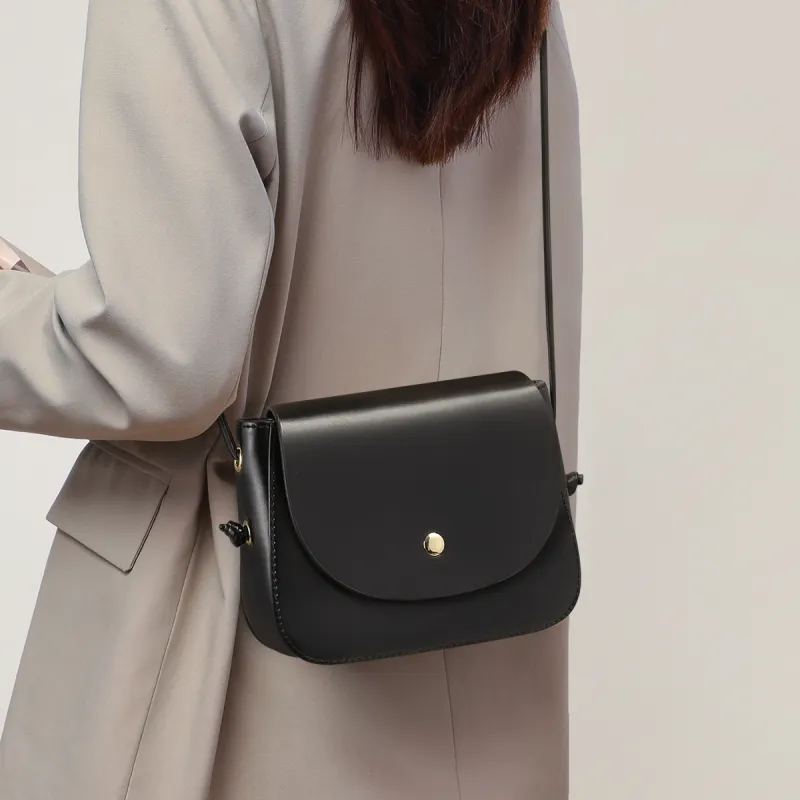 PT'SON Cow Leather With Synthetic Leather Shoulder Bag, Crossbody Bag Regular Women's Black/Light Brown-6